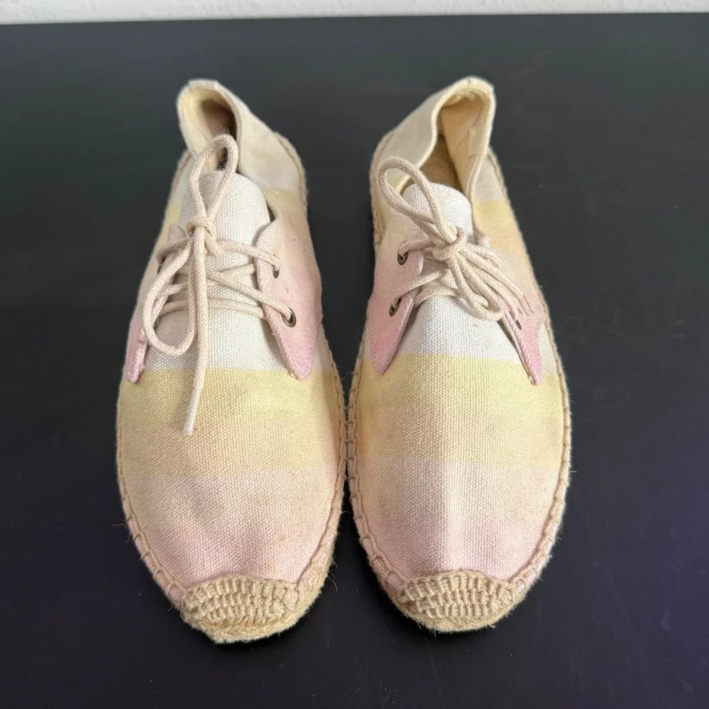 Soludos Espadrille Shoes Womens 40 9.5 Pastel Ombre Canvas Lace Up Beachy‎ Boho